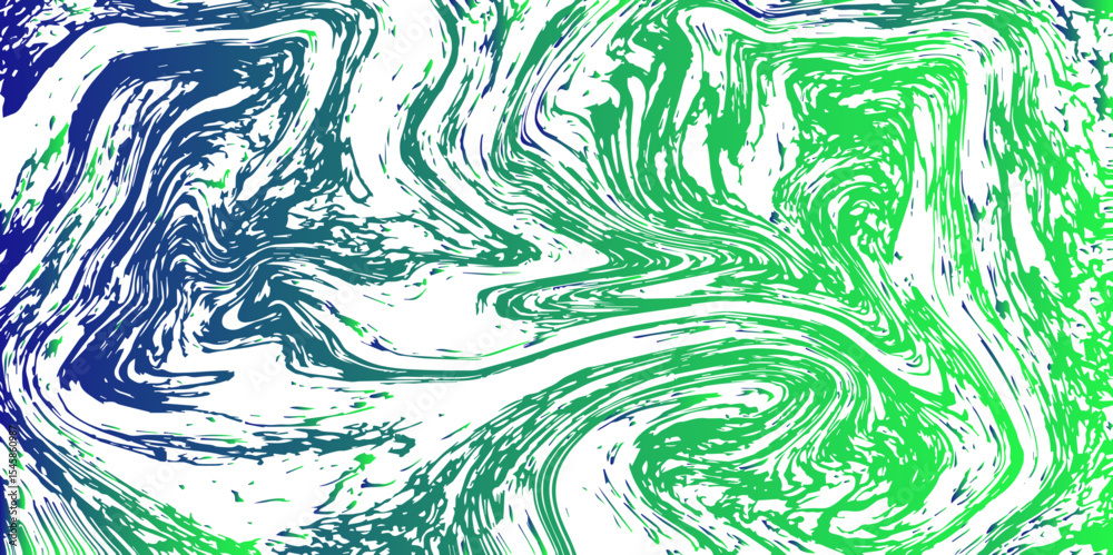 Poster Abstract marbled texture background with swirling Green and Teal patterns. Fluid, organic motion with delicate wave distortions and ink with liquid or molten with dynamic, flowing appearance