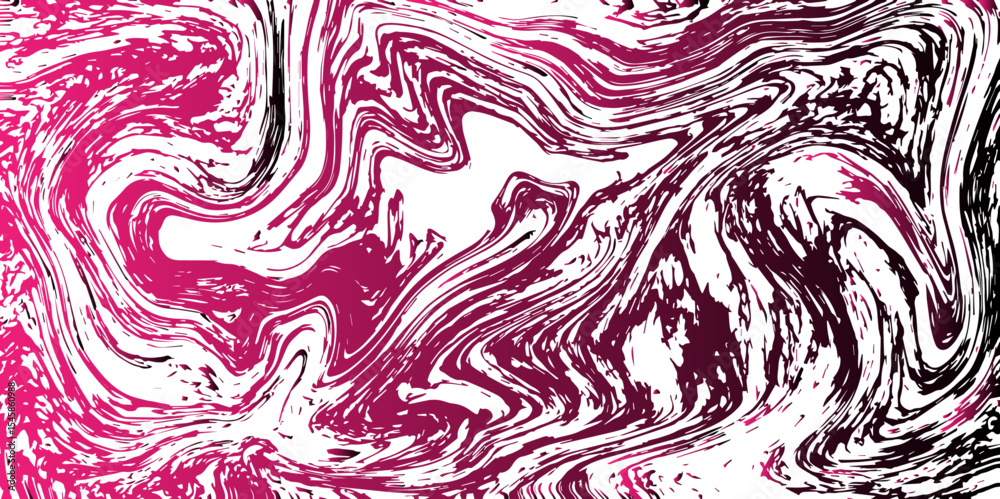 Poster Abstract marbled texture background with swirling Pink and Red patterns. Fluid, organic motion with delicate wave distortions and ink with liquid or molten with dynamic, flowing appearance