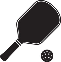 pickleball racket, black and white, simple design, minimalist, vector graphic pickleball paddle, equipment,