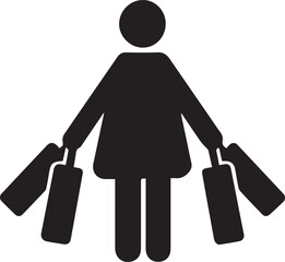 woman, silhouette, shopping bags, stylish, minimal, simple, monochrome, vector illustration