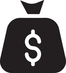 dollar,money,cash,currency,bag,black and white,simple,minimal,vector,icon