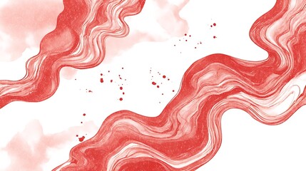 Abstract red watercolor swirls and splashes background