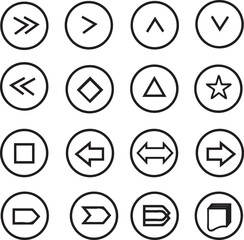 simple_shapes, black_and_white, minimalist, geometric_shapes, circular_shapes, triangular_shapes, square_shapes, arrow_shapes, star_shape, basic_icons