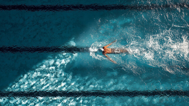 A swimmer is swimming in a pool - Powered by Adobe