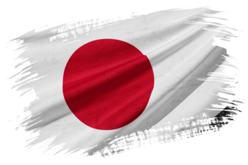 Artistic Brush Stroke Representation of the Japanese Flag Red Circle on White Background A I Generated Image isolated on a transparent background