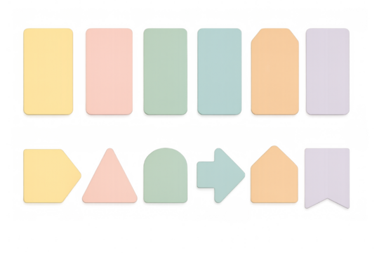 Set of colorful sticky notes with transparent background for easy use