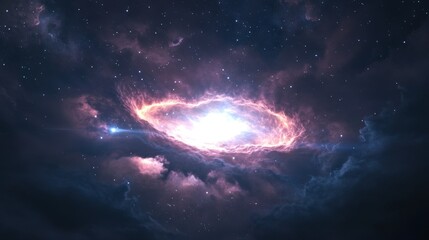 Fototapeta premium A luminous galaxy with an intense energy radiating outward through space