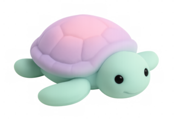 Cute pastel 3d turtle crawling with transparent background
