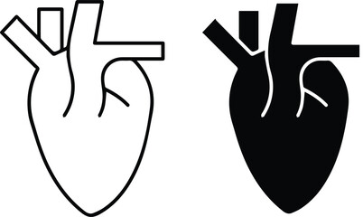 anatomical heart, medical illustration, technical drawing, digital art line art, simple, minimalist,