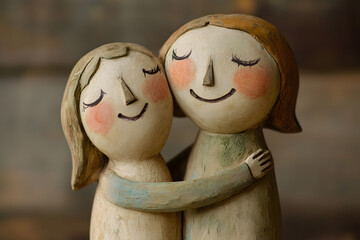 Friendship, abstract concept with clay figures (AI generated)