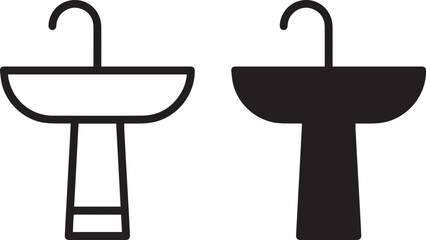 washbasin, sink, bathroom, red, white, minimalist, simple, geometric shapes, vector illustration