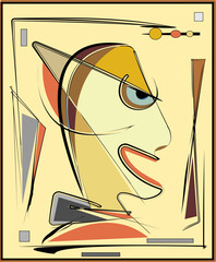 Colorful background, cubism art style,abstract face