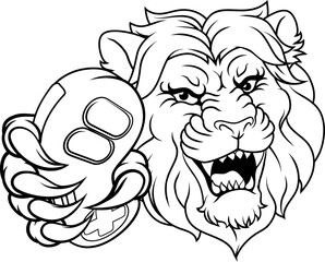 A lion gamer with video game controller sports team animal mascot