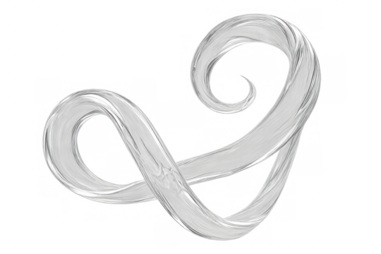 White paint stroke swirling and forming an infinity symbol on a transparent background, ideal for creative projects