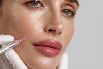 woman undergoes a hyaluronic acid injection