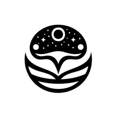 Obraz premium Mystical black and white celestial symbol representing astrology and spirituality