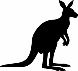 black and white sillhouette of a kangaroo isolate white background