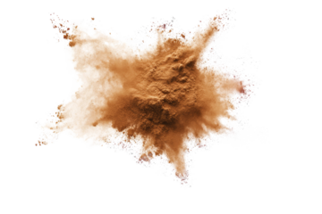 Intricate composition of brown powder showcases decorative potential and artistic texture against a transparent background