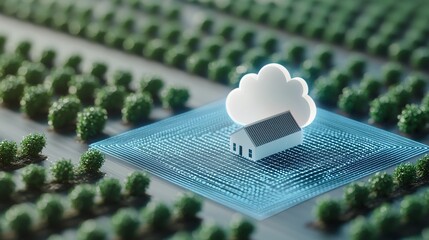 infographic of digital farming ecosystem, sensors, AI, data, cloud platform layout