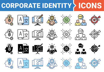 Corporate identity banner icon set with multiple style collection.	