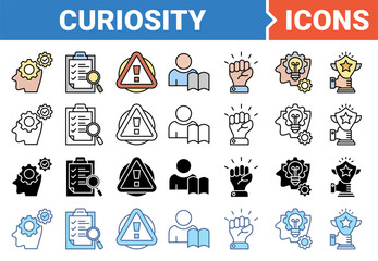 Curiosity banner icon set with multiple style collection.	