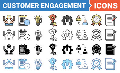 Customer engagement banner icon set with multiple style collection.	