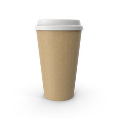 Paper coffee cup with lid on transparent background, PNG