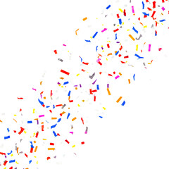 Vibrantly colored confetti scattered on a transparent background, creating a festive and joyful atmosphere. Perfect for celebrations, events, invitations, and creative design projects.