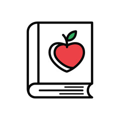 Fototapeta premium Red Heart Apple Book Cover Icon Graphic image
