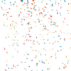 Vibrantly colored confetti scattered on a transparent background, creating a festive and joyful atmosphere. Perfect for celebrations, events, invitations, and creative design projects.