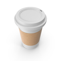 Coffee cup with white lid on transparent background, PNG