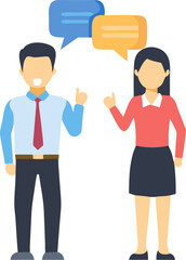Male and Female Holding Speech Bubbles – Communication and Conversation Icons