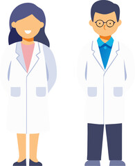 Fototapeta premium Male and Female Scientists in Lab Coats Conducting Experiments – Scientific Research and Innovation