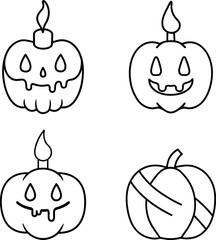 Smiling Double Pumpkin Halloween Clipart – Halloween Pumpkin Line Art Set 44