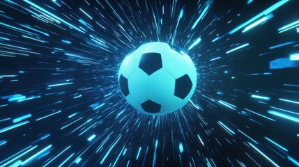 Futuristic football speeding through hyperspace at light speed illustration