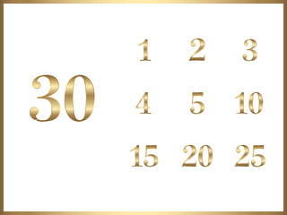 周年数字と記念日お祝い用のロゴデザインのゴールドバナーセット