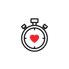 Obraz premium Red Heart Inside Black Stopwatch Icon timer love