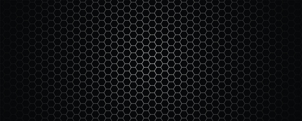 Dark hexagon abstract technology background with blue and green colored bright flashes under hexagon. Hexagonal gaming vector tech illustration black abstract background.