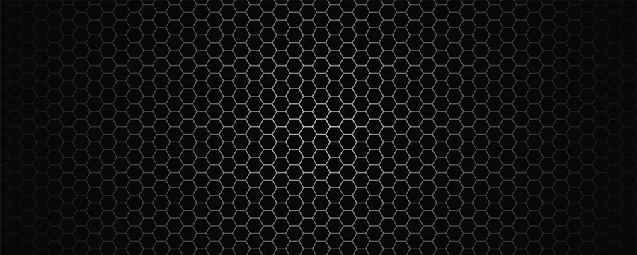 Dark hexagon abstract technology background with blue and green colored bright flashes under hexagon. Hexagonal gaming vector tech illustration black abstract background. - Powered by Adobe