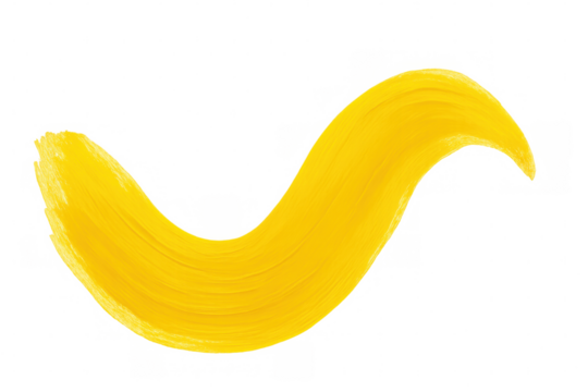 Vibrant yellow paint forming a dynamic wavy line, perfect for adding a pop of color to designs with its transparent background