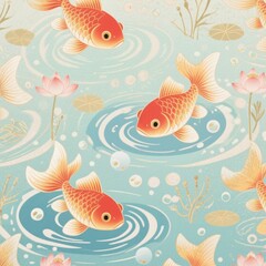 Naklejka premium 金魚 イラスト 魚 鯉