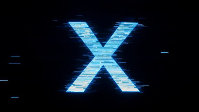 Glowing glitch letter x digital art technology graphic