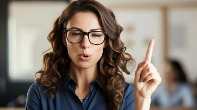A female teacher is standing in classroom