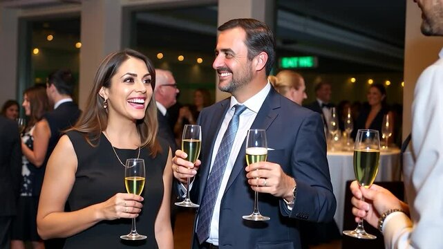 Elegant celebration with champagne flutes in a festive atmosphere