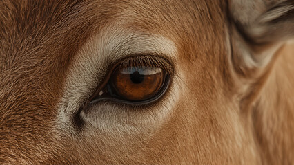 Close Up Of A Brown Mammal Eye With Detailed Fur Texture