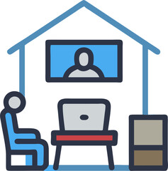 Remote Work Setup with a Laptop – Work from Home, Digital Productivity, and Modern Office Illustration
