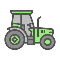 Tractor filled outline icon. construction vehicle color line illustration.