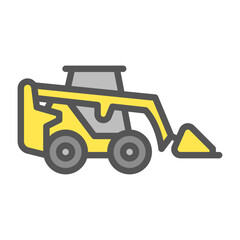 Skid steer filled outline icon. loader color line illustration.