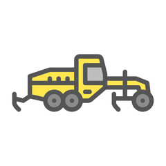 Naklejka premium Motor grader filled outline icon. scraper color line illustration.