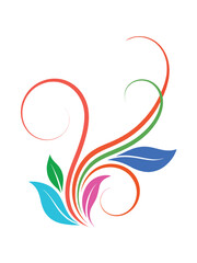 Obraz premium Colorful Swirl Floral Leaf Design Vector Illustration for Decorative Nature Themes.